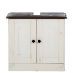 Wohnen Waschbeckenunterschrank in Weiß mit Dunkelbraun - Malka