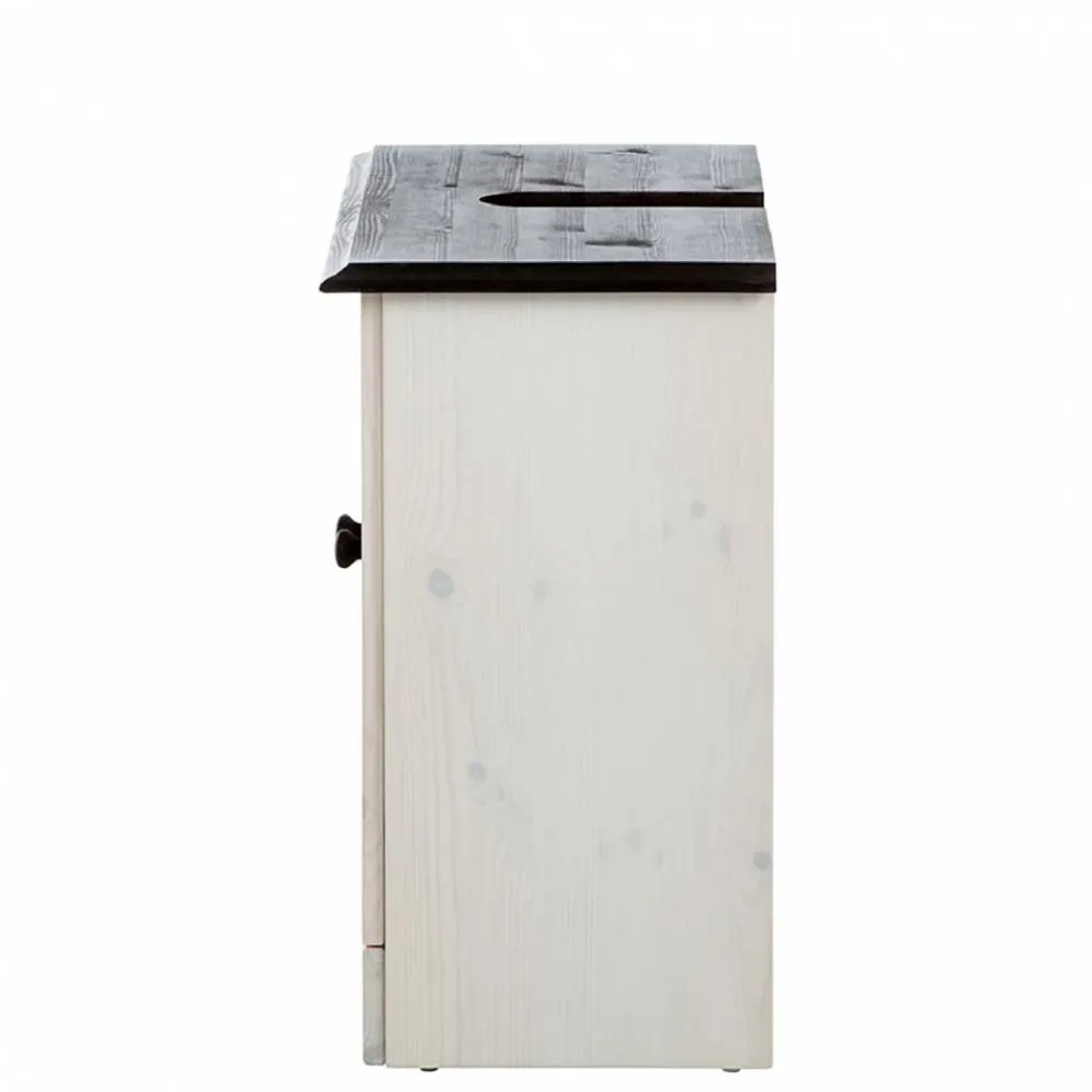 Wohnen Waschbeckenunterschrank in Weiß mit Dunkelbraun - Malka