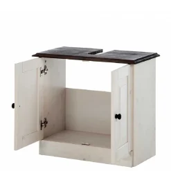 Wohnen Waschbeckenunterschrank in Weiß mit Dunkelbraun - Malka