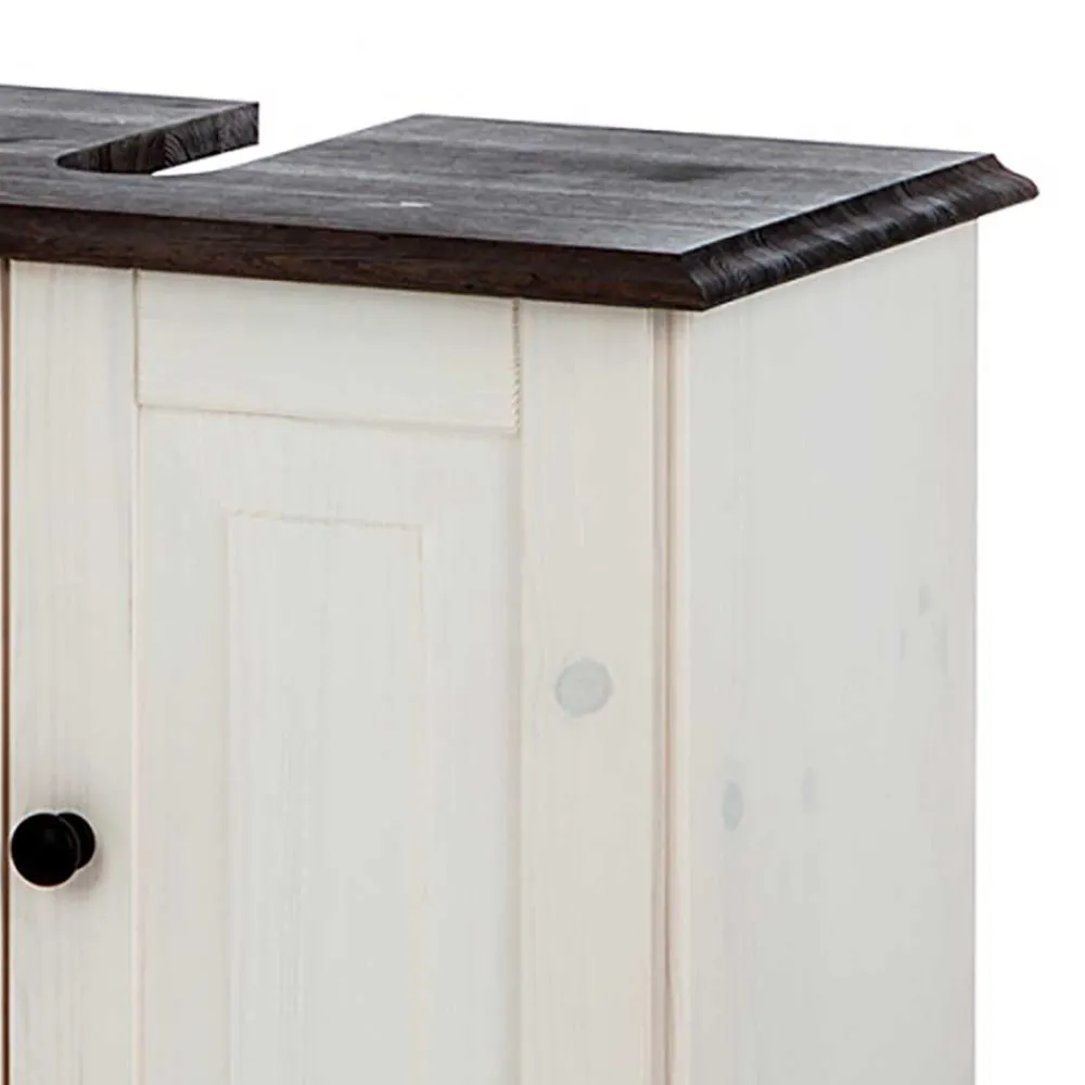 Wohnen Waschbeckenunterschrank in Weiß mit Dunkelbraun - Malka