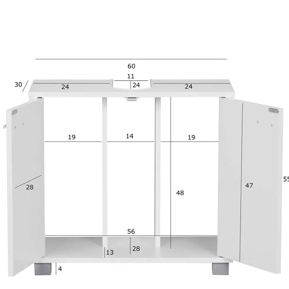 Wohnen Waschbecken-Unterschrank mit Doppeltür - Hank