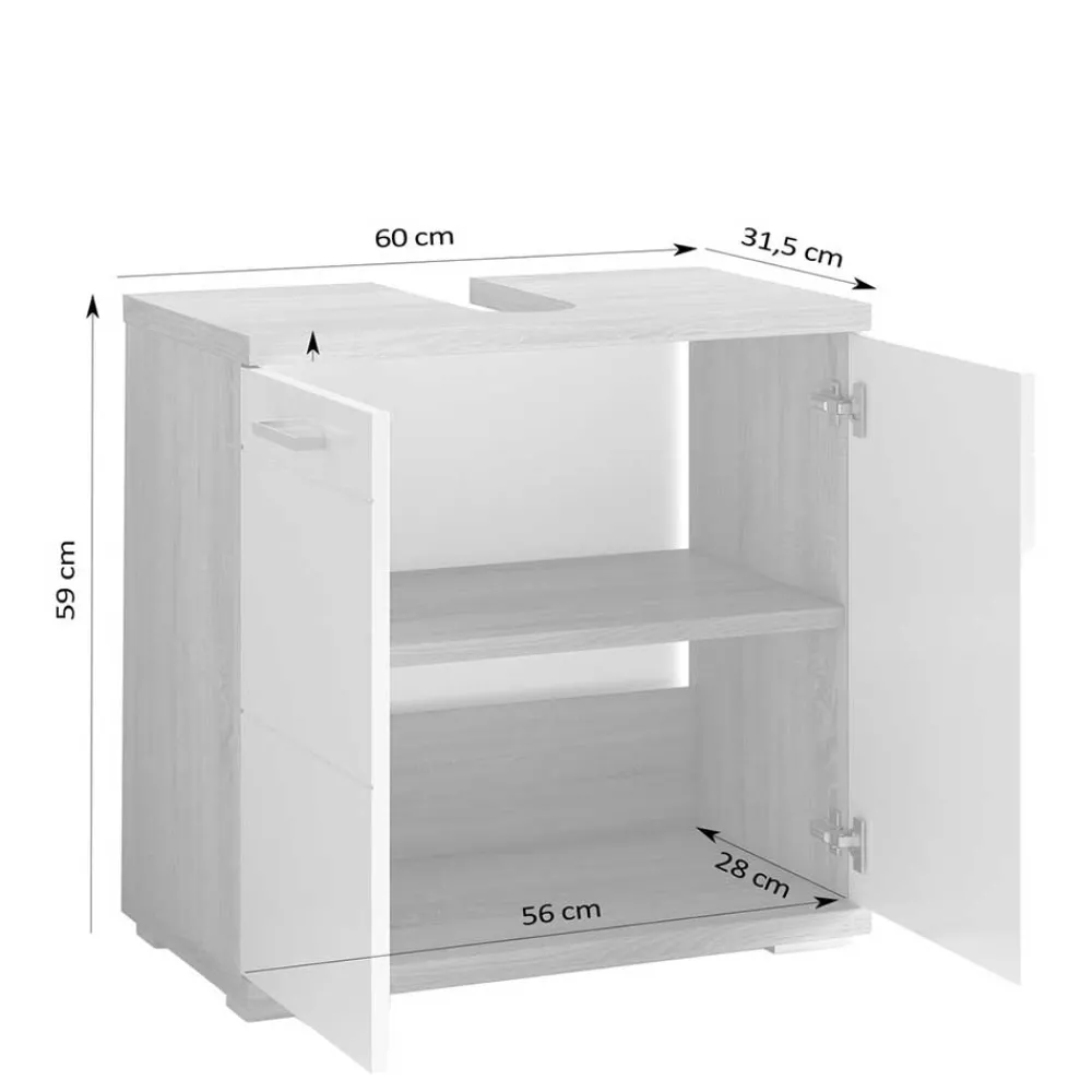 Wohnen Waschbecken-Unterschrank 2-türig - Faneto