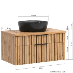 Wohnen Waschtisch|Waschbeckenunterschränke*Waschkommode mit Aufsatzbecken in Schwarz - Crystoga