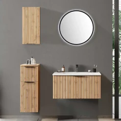 Wohnen Waschkonsole & Badschränke & LED Spiegel - Crystoga (vierteilig)