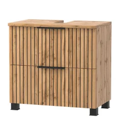 Wohnen Badezimmer Komplett*Waschkonsole & Midischrank & LED Spiegel - Crystoga (dreiteilig)