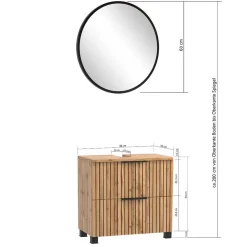 Wohnen Badezimmer Komplett*Waschkonsole & Midischrank & LED Spiegel - Crystoga (dreiteilig)