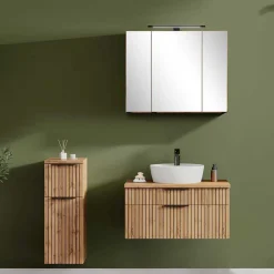 Wohnen Schwarze Möbel|Glasmöbel*Waschkonsole & Spiegelschrank & Unterschrank - Crystoga II (dreiteilig)