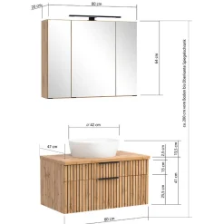 Wohnen Schwarze Möbel|Glasmöbel*Waschkonsole & Spiegelschrank & Unterschrank - Crystoga II (dreiteilig)