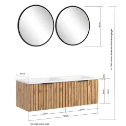 Wohnen Waschkonsole Duo & Lichtspiegel & Schrank - Crystoga (vierteilig)