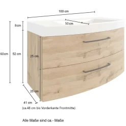 Wohnen Waschkonsole in Holzdekor Wildeiche - Arazony