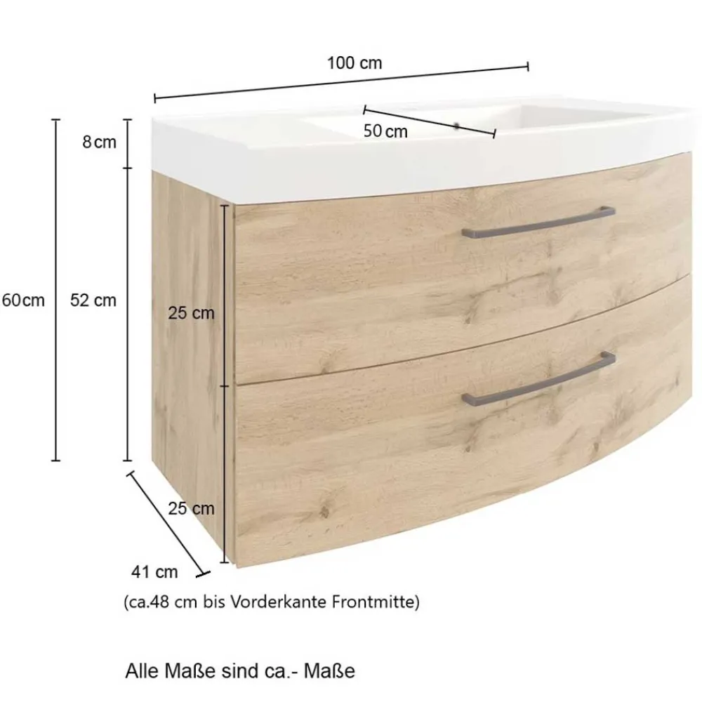 Wohnen Waschkonsole in Holzdekor Wildeiche - Arazony