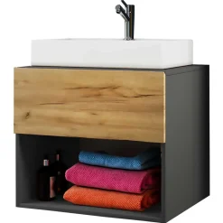 Wohnen Waschkonsole in Wildeiche Honig & Anthrazit - Effect