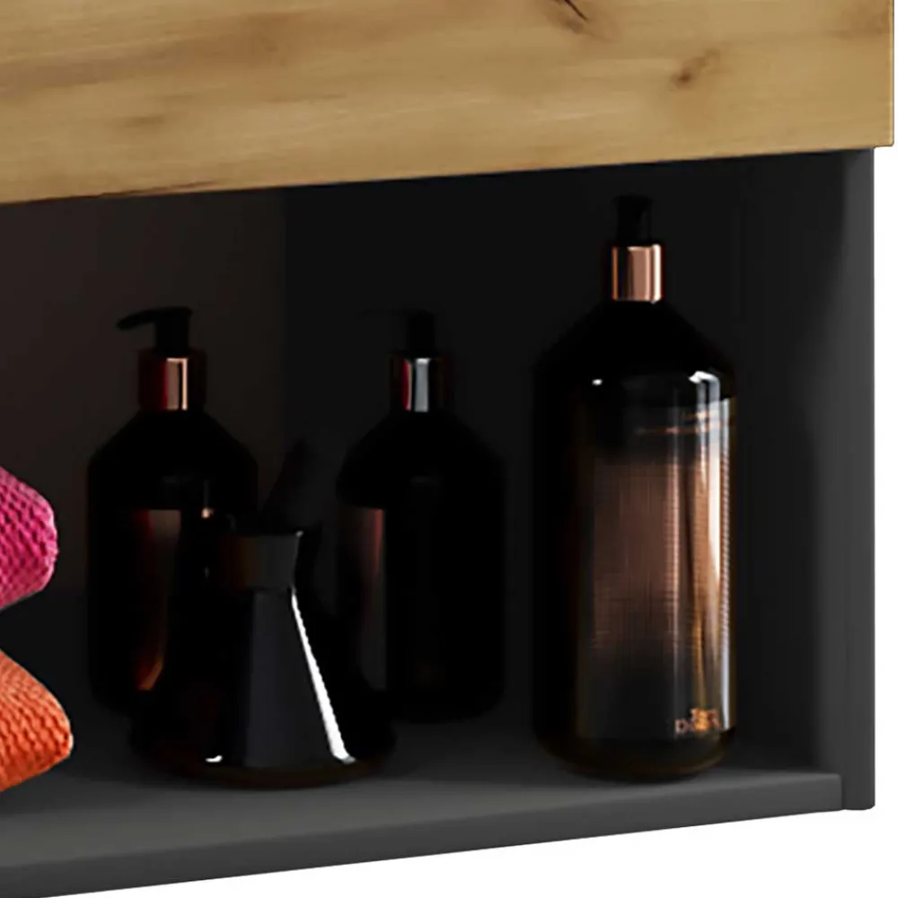 Wohnen Waschkonsole in Wildeiche Honig & Anthrazit - Effect