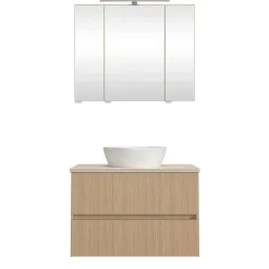 Wohnen Badezimmer Komplett*Waschkonsole und Spiegelschrank Set - Vibulam (zweiteilig)