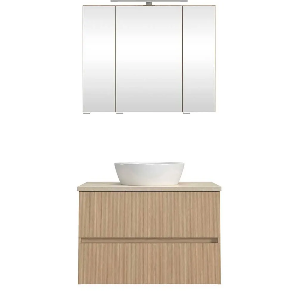 Wohnen Badezimmer Komplett*Waschkonsole und Spiegelschrank Set - Vibulam (zweiteilig)