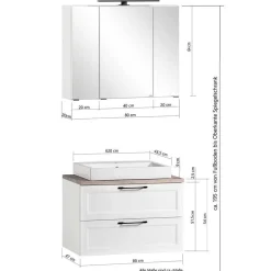 Wohnen Waschkonsole und Spiegelschrank Set - Trioto (zweiteilig)