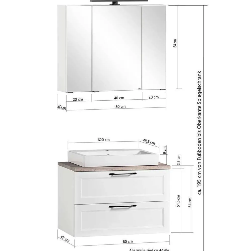 Wohnen Waschkonsole und Spiegelschrank Set - Trioto (zweiteilig)