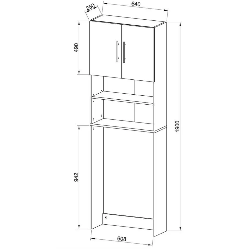 Wohnen Badschränke*Waschmaschinen Umbauschrank 64x190x25 cm - Fleet