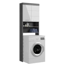 Wohnen Waschmaschinenüberbau in Weiß Hochglanz & Grau - Nancys