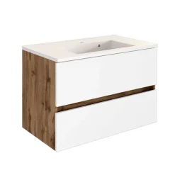 Wohnen Badezimmer Komplett*Waschplatz & Hochschrank fürs Bad - Maklesa (dreiteilig)