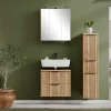 Wohnen Badezimmer Komplett*Waschplatz & Midi-Schrank Set - Crystoga (dreiteilig)