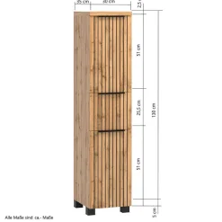 Wohnen Badezimmer Komplett*Waschplatz & Midi-Schrank Set - Crystoga (dreiteilig)
