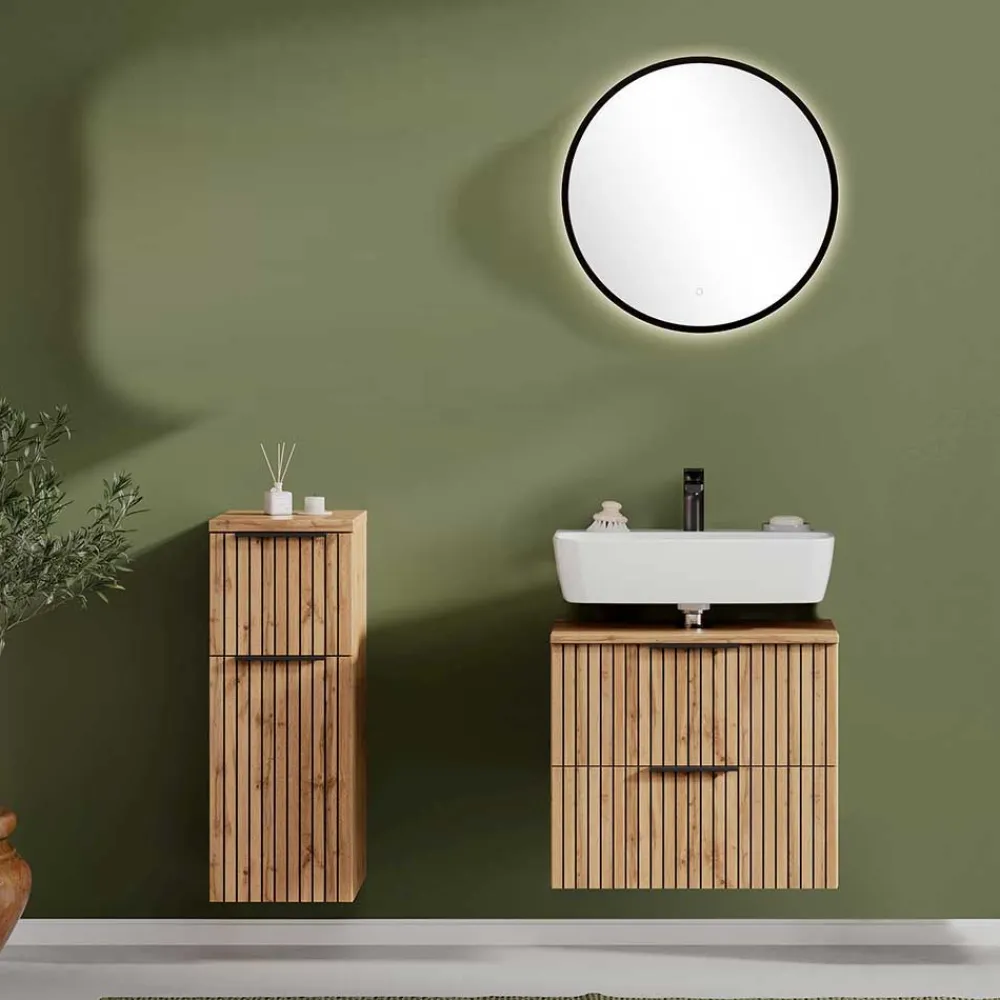 Wohnen Badezimmer Komplett*Waschplatz & Unterschrank Set - Crystoga (dreiteilig)