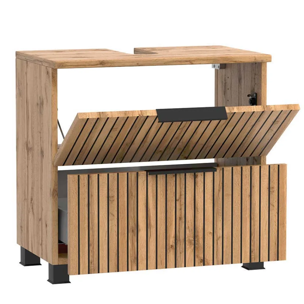 Wohnen Badezimmer Komplett*Waschplatz & Unterschrank Set - Crystoga (dreiteilig)