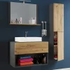 Wohnen Badezimmer Komplett*Waschplatz Badmöbelset zweifarbig - Effect (dreiteilig)