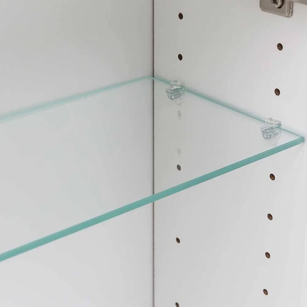 Wohnen Waschplatz Einrichtung in Weiß mit Wildeiche - Gyatso (zweiteilig)