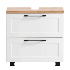 Wohnen Waschplatz Einrichtung in Weiß mit Wildeiche - Gyatso (zweiteilig)