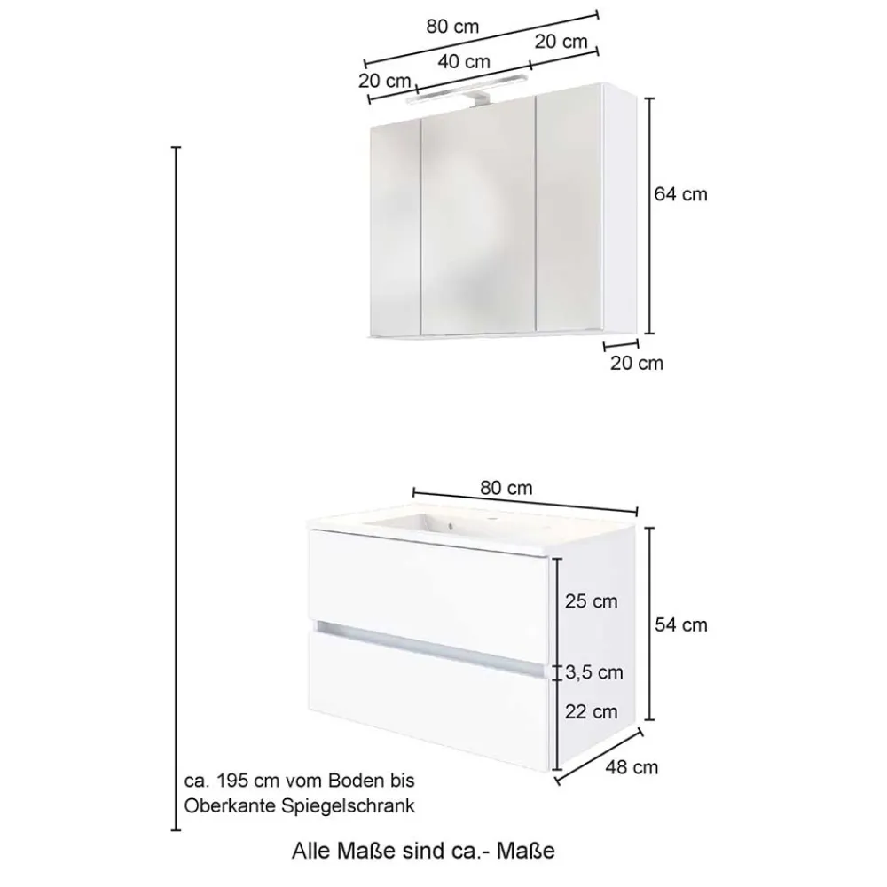 Wohnen Waschplatz Einrichtung zweifarbig - Anviletca (zweiteilig)