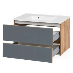 Wohnen Badezimmer Komplett*Waschplatz Kombi & Hochschrank - Anviletca (dreiteilig)