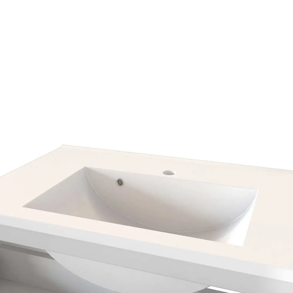 Wohnen Badezimmer Komplett*Waschplatz Kombi & Hochschrank - Anviletca (dreiteilig)