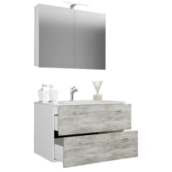 Wohnen Waschplatz Kombi in Betonoptik - Salvadore (zweiteilig)