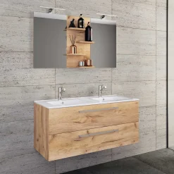 Wohnen Waschplatz Kombination in Wildeiche Honig - Ursela (zweiteilig)