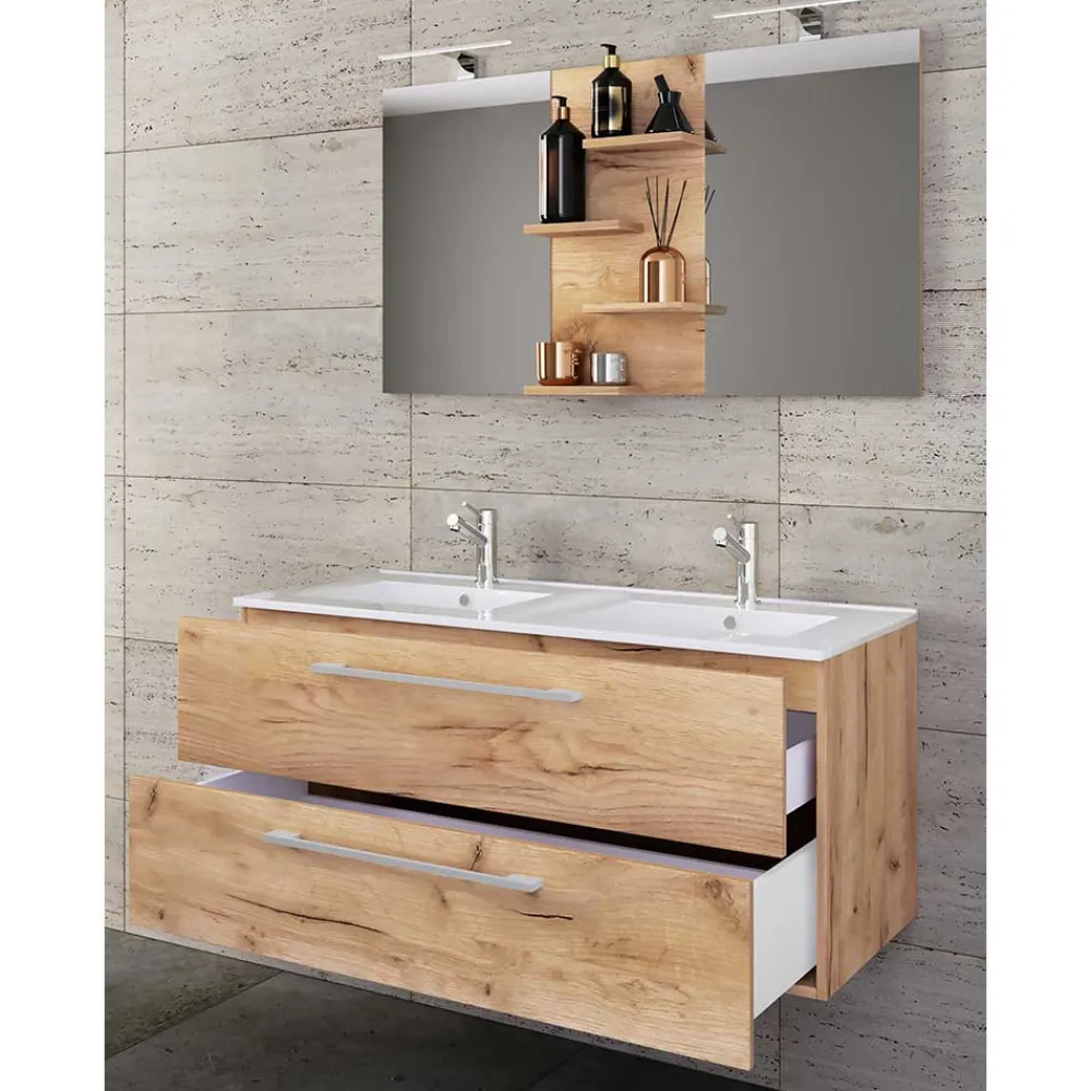 Wohnen Waschplatz Kombination in Wildeiche Honig - Ursela (zweiteilig)