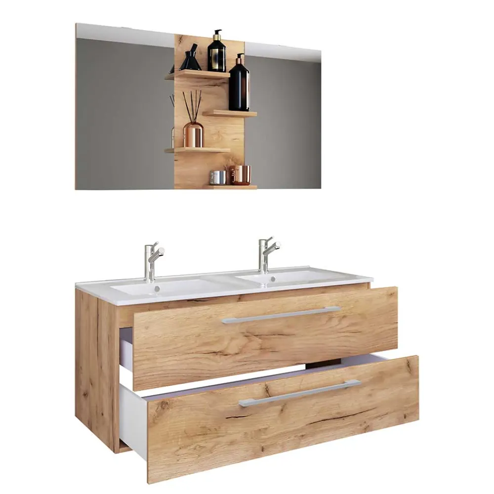 Wohnen Waschplatz Kombination in Wildeiche Honig - Ursela (zweiteilig)