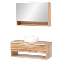 Wohnen Badezimmer Komplett*Waschplatz Kombination in Holzoptik - Tofias (zweiteilig)