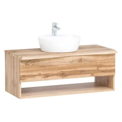 Wohnen Badezimmer Komplett*Waschplatz Kombination in Holzoptik - Tofias (zweiteilig)