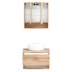 Wohnen Badezimmer Komplett*Waschplatz Kombination in Holzoptik - Tofias (zweiteilig)