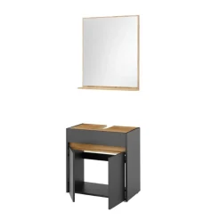 Wohnen Badezimmer Komplett*Waschplatz Kombination in Anthrazit - Ahilav (zweiteilig)