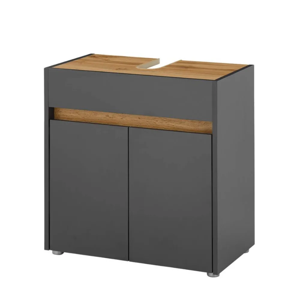 Wohnen Badezimmer Komplett*Waschplatz Kombination in Anthrazit - Ahilav (zweiteilig)