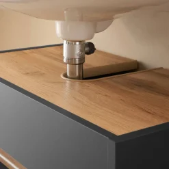 Wohnen Badezimmer Komplett*Waschplatz Kombination in Anthrazit - Ahilav (zweiteilig)