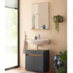 Wohnen Badezimmer Komplett*Waschplatz Kombination in Anthrazit - Ahilav (zweiteilig)