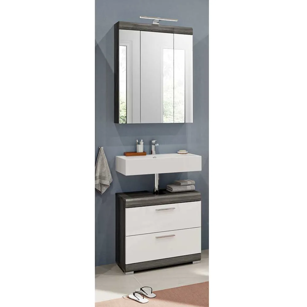 Wohnen Waschplatz Möbel in Weiß HG & Grau - Nancys (zweiteilig)