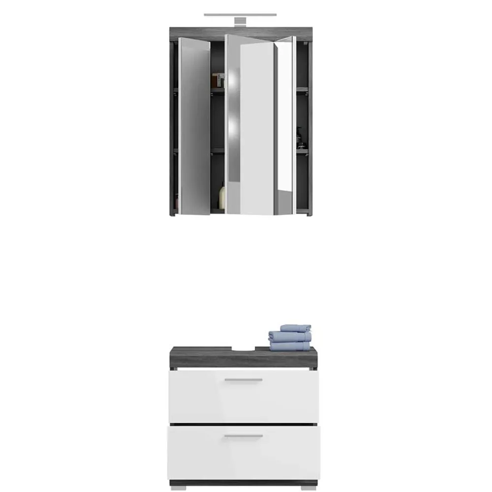 Wohnen Waschplatz Möbel in Weiß HG & Grau - Nancys (zweiteilig)