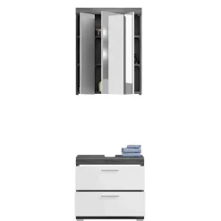 Wohnen Waschplatz Möbel in Weiß HG & Grau - Nancys (zweiteilig)