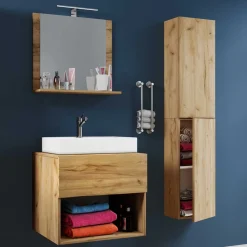 Wohnen Badezimmer Komplett*Waschplatz Möbelset in Wildeiche Honig - Toulon (dreiteilig)