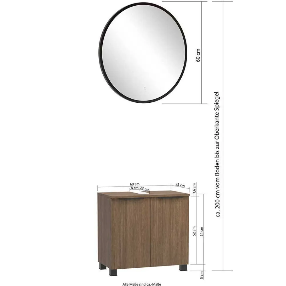 Wohnen Waschplatz und Midischrank Set - Ucaida (dreiteilig)